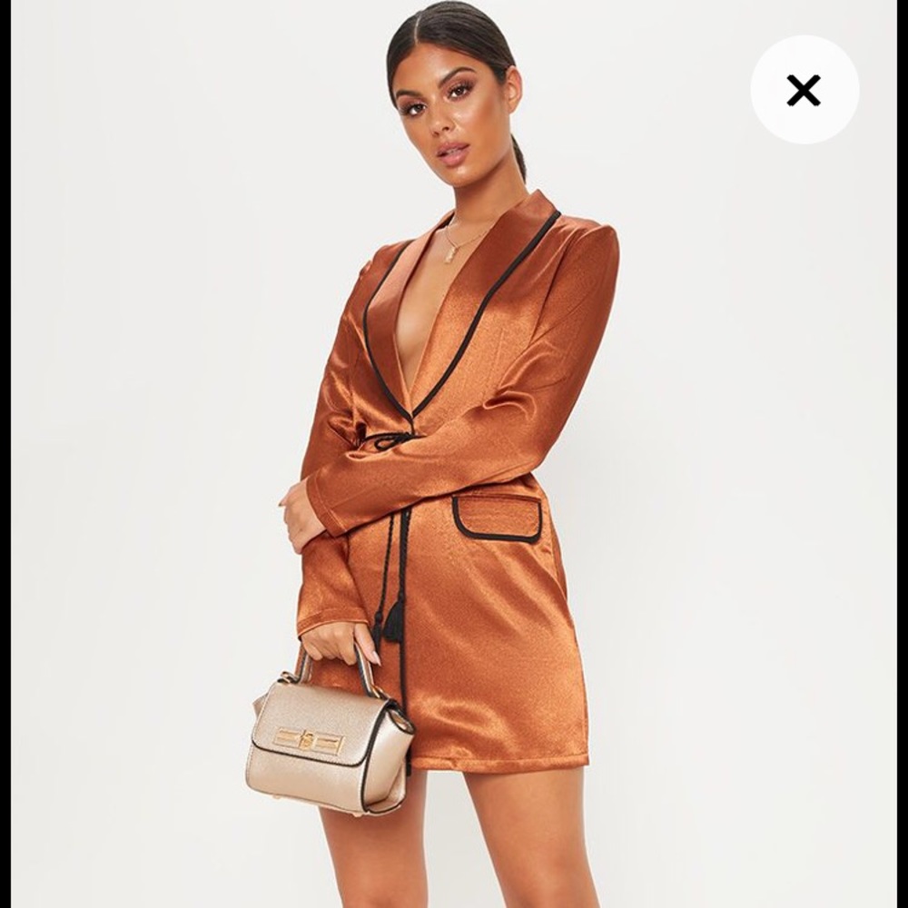 COPY - Rust Contrast Rope Detailed Blazer Dress